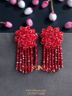 Inhanns Handmade Crystal Water Fall Earrings - Short - Maroon Small - Distacart