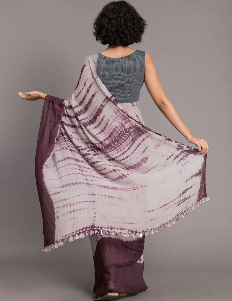 Suta Mauve Burgundy Tie and Dye Saree - Distacart