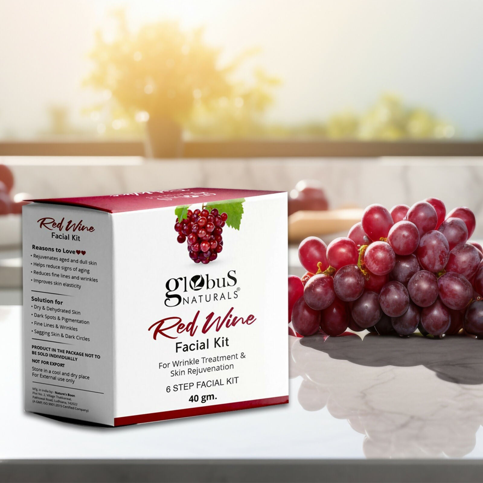 Globus Naturals Anti-Ageing Red Wine 6 Step Facial Kit - Distacart