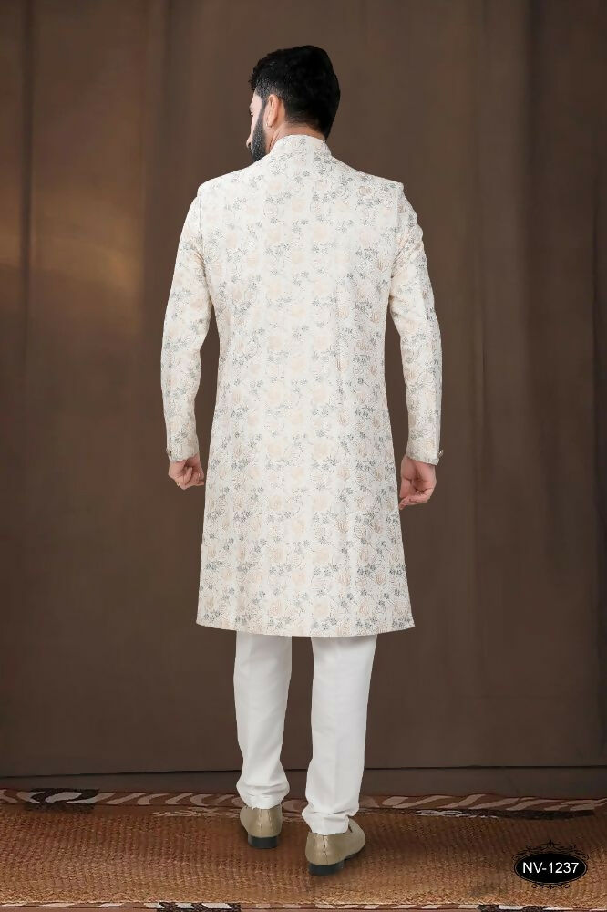 Joban Fashion Men's Off-White Base Silk Kurta with Pyjama