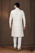 Joban Fashion Men's Off-White Base Silk Kurta with Pyjama