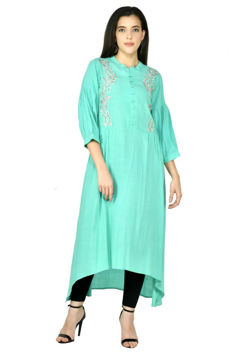 Joban Fashion Sea Green Cotton Rayon Kurta Set
