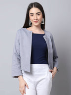 Even Apparels Grey Polywool Open Front Statement Women's Jacket (BF740)