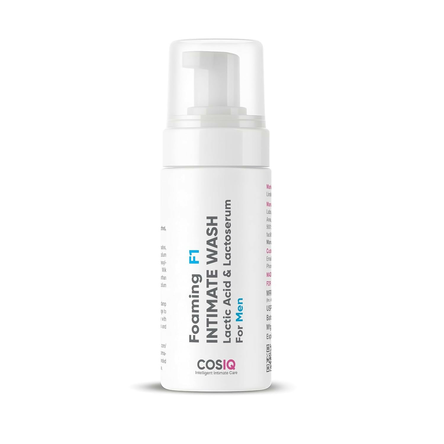 Cos-IQ Foaming F1 Intimate Wash For Men, Hygiene Wash with Lactic Acid & Lactoserum