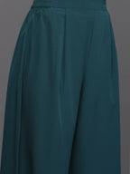 Ahalyaa Women Floral Printed Angrakha Kurta with Palazzos - Green Color