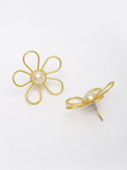 NVR Women's Gold Floral Shape Beaded Handcrafted Jewellery Set