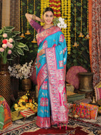 Shree Shyam Fashion Silk Sky Blue Saree - Distacart
