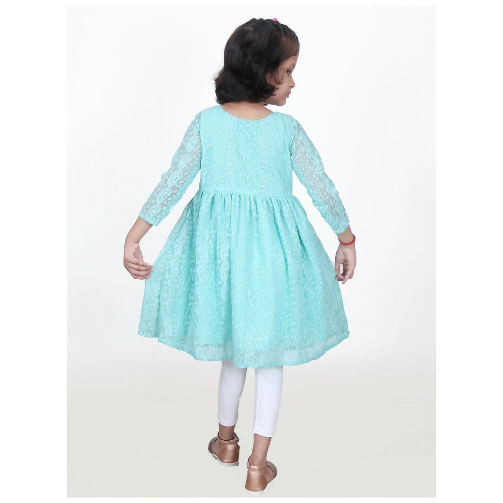Akarshan viscose Lukhnowi Chikankari Anarkali kurta with Leggings - Green