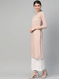 Yufta Women Mauve & White Printed Kurta with Palazzo & Dupatta