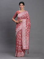 Shree Shyam Fashion Linen Cotton Peach Saree - Distacart