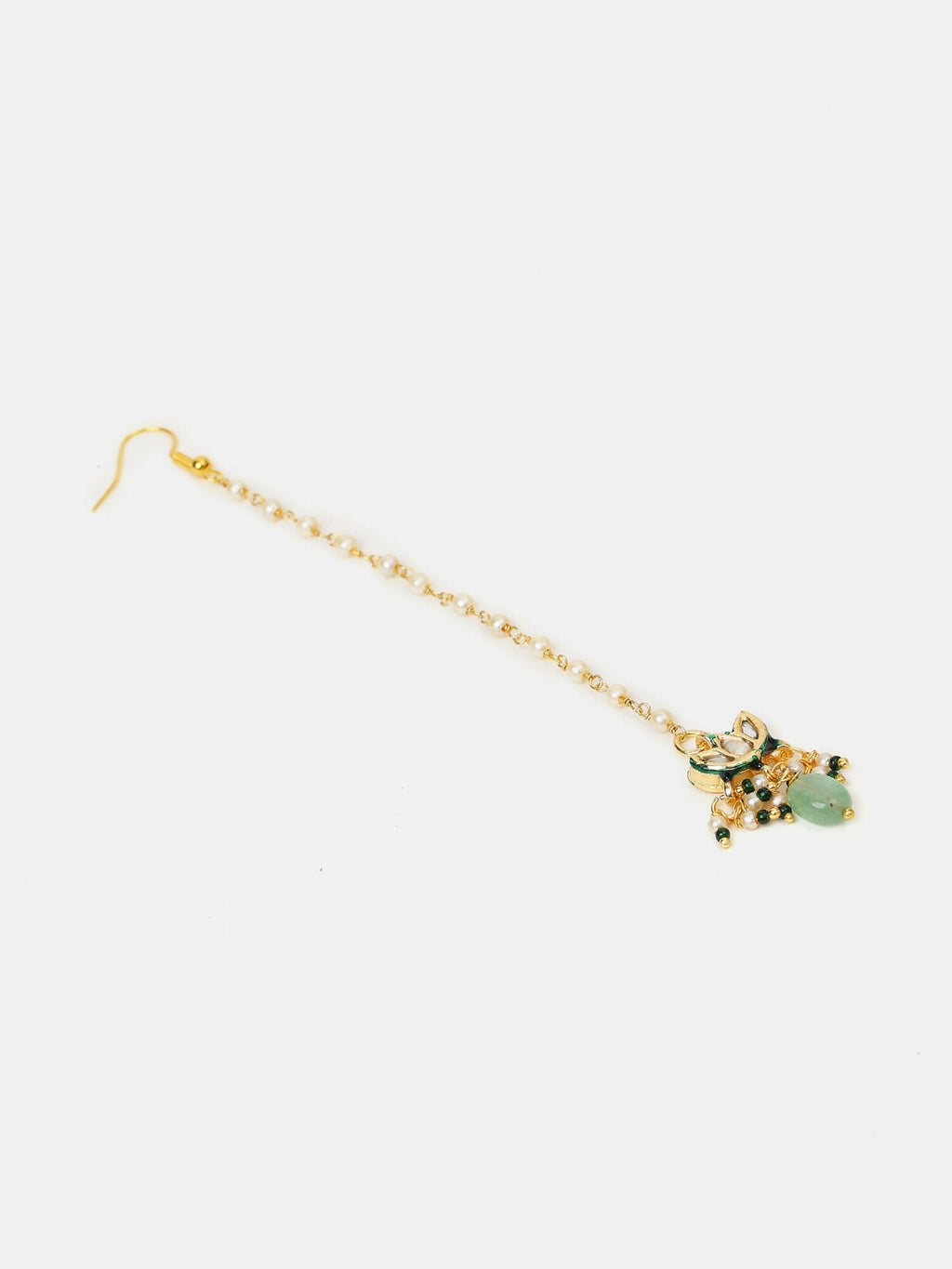 Ruby Raang Green-Gold Kundan Neck Piece With Matching Earrings And Maang Tikka - Distacart