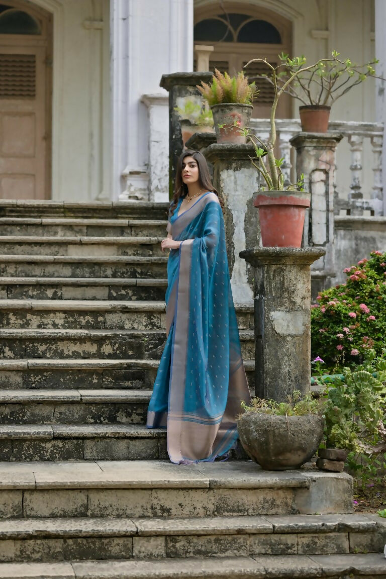Firozi Kalyani Silk Woven Design Saree - Priyalaxmi