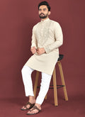Prazu Fashion Off White Soft Silk Real Mirror Work Kurta - Distacart