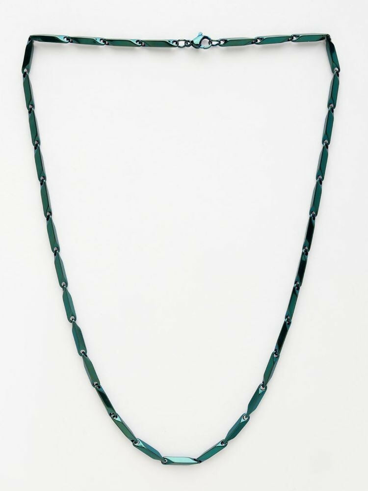 NVR Men's Handcrafted Green Rhodium Plated Chain - Distacart