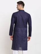 Jompers Men's Navy Blue Chikan Kurta Only
