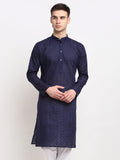 Jompers Men's Navy Blue Chikan Kurta Only