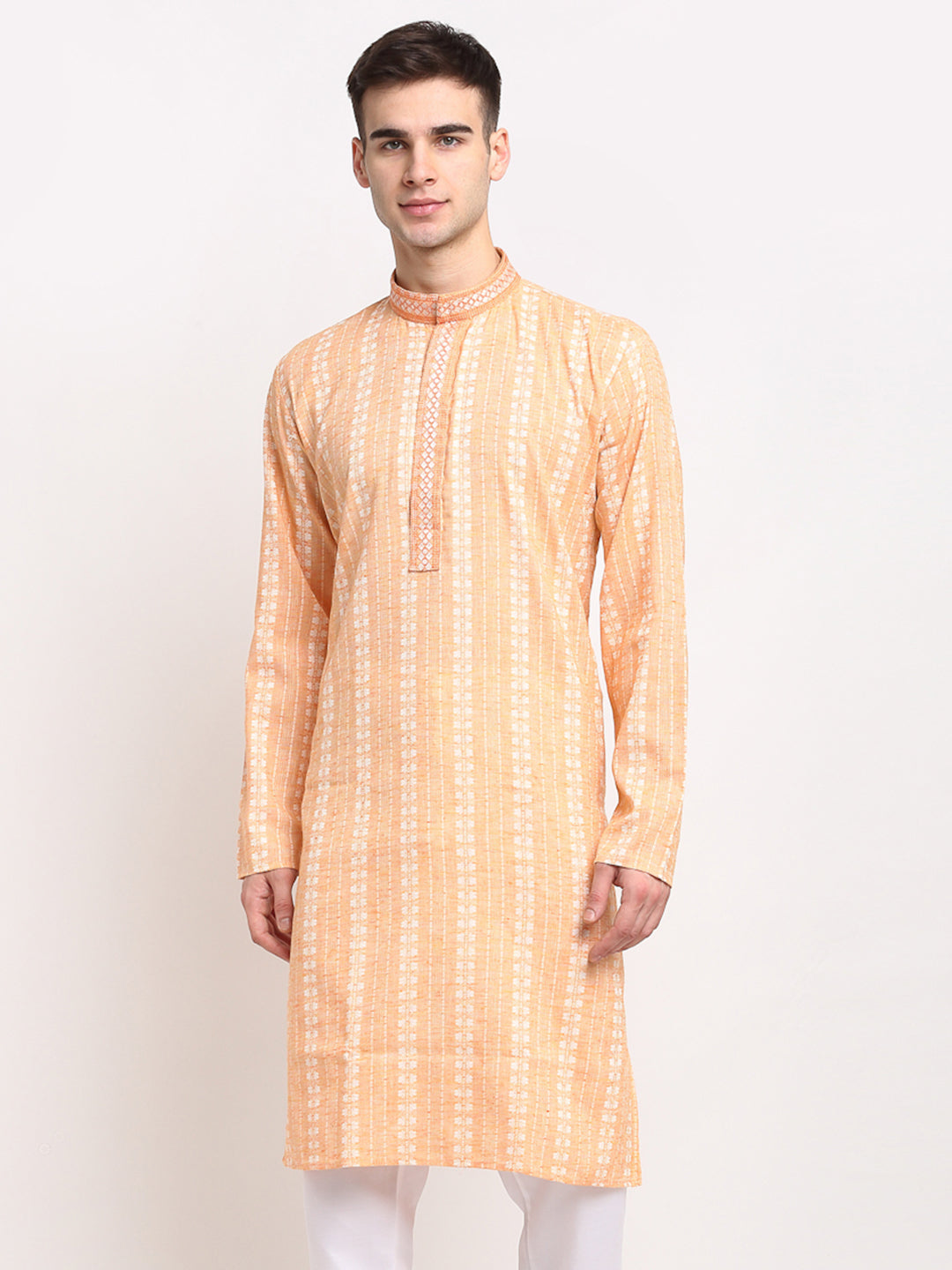 Jompers Men's Woven Kurta - Orange