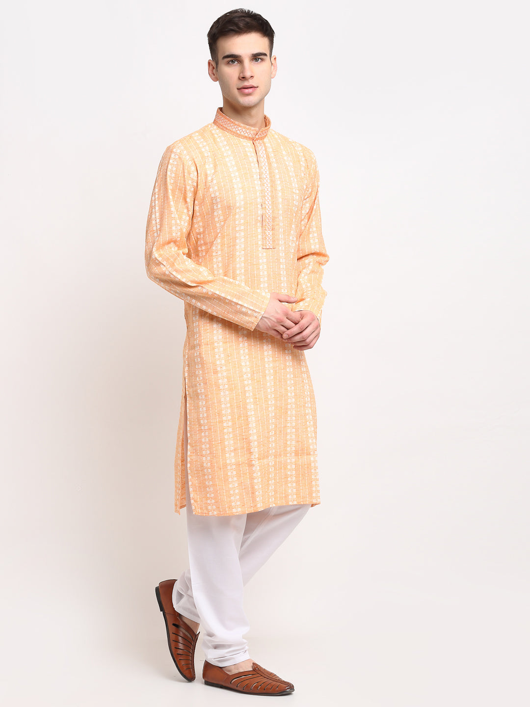 Jompers Men's Woven Kurta - Orange