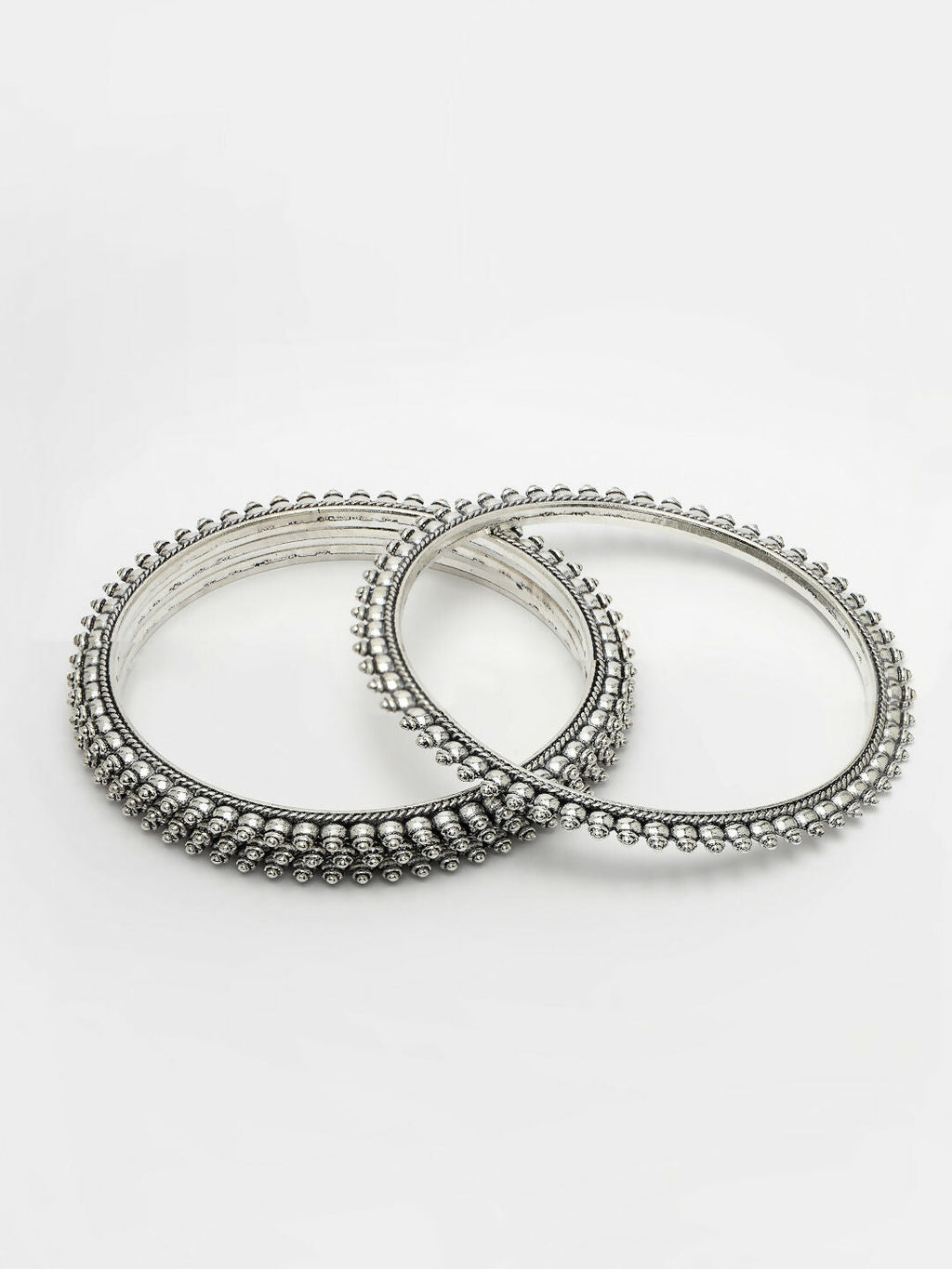 NVR Women's Set of 4 Silver-Toned German Silver Oxidised Bangles - Distacart