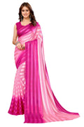 Vamika Georgette Satin Pink Desinger Satin Patta Saree