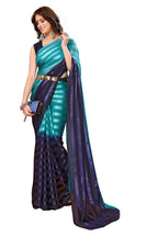 Vamika Georgette Satin Green Desinger Satin Patta Saree