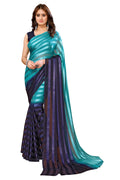 Vamika Georgette Satin Green Desinger Satin Patta Saree