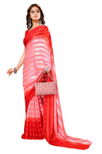Vamika Georgette Satin Red Desinger Satin Patta Saree - Distacart