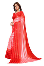 Vamika Georgette Satin Red Desinger Satin Patta Saree - Distacart