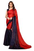 Vamika Georgette Satin Red Desinger Satin Patta Saree
