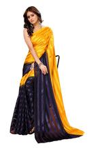 Vamika Georgette Satin Yellow Desinger Satin Patta Saree