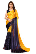 Vamika Georgette Satin Yellow Desinger Satin Patta Saree