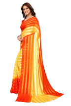 Vamika Georgette Satin Yellow Desinger Satin Patta Saree - Distacart