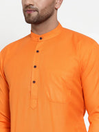 Jompers Men's Orange & White Solid Kurta Only