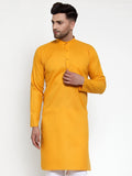 Jompers Men Mustard Yellow & White Solid Kurta Only - Distacart