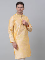 Jompers Men's Golden Collar Embroidered Kurta