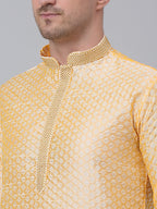 Jompers Men's Golden Collar Embroidered Kurta