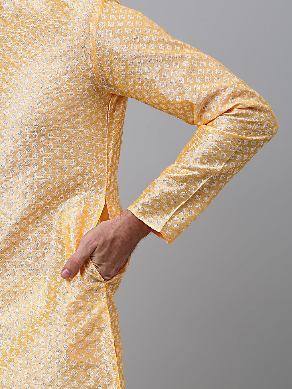 Jompers Men's Golden Collar Embroidered Kurta