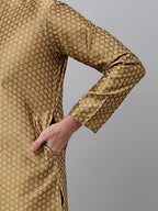 Jompers Men's Mustard Collar Embroidered Kurta
