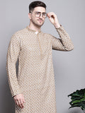 Jompers Men's Sequin Embroidered Pure Cotton Kurta - Cream