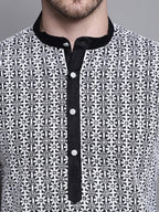 Jompers Men's Sequin Embroidered Silk Blend Kurta - Black