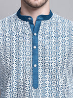 Jompers Men's Sequin Embroidered Silk Blend Kurta - Peacock