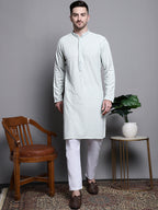 Jompers Men's Sequin Embroidered Pure Cotton Kurta - Yellow