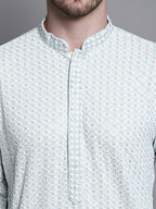 Jompers Men's Sequin Embroidered Pure Cotton Kurta - Yellow