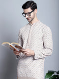 Jompers Men's Chikankari Embroidered Kurta Only - Beige
