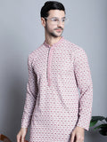 Jompers Men's Chikankari Embroidered Kurta Only - Pink