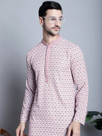 Jompers Men's Chikankari Embroidered Kurta Only - Pink
