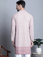 Jompers Men's Chikankari Embroidered Kurta Only - Pink