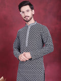 Jompers Men's Sequins Embroidered Kurta - Grey