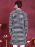 Jompers Men's Sequins Embroidered Kurta - Grey
