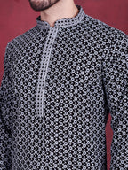 Jompers Men's Sequins Embroidered Kurta - Grey